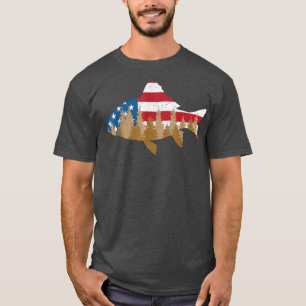 American USA Flag 4th of july Fishing Fish T-Shirt