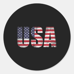 American Usa Flag 4th Of July Patriotic Men Women Classic Round Sticker