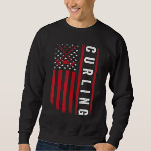 American USA Flag Curling Gifts For Men Women Curl Sweatshirt