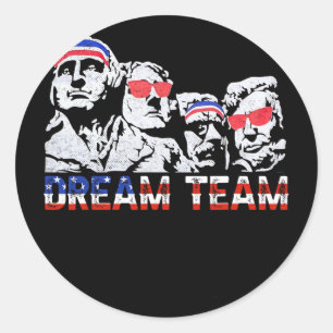 American Usa Flag Dream Team Funny Patriotic Retro Classic Round Sticker