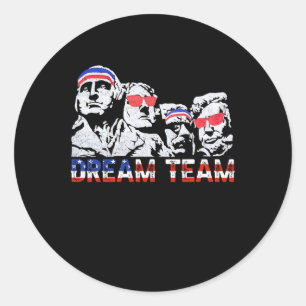 American Usa Flag Dream Team Funny Patriotic Retro Classic Round Sticker