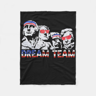 American Usa Flag Dream Team Funny Patriotic Retro Fleece Blanket