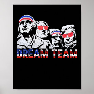 American Usa Flag Dream Team Funny Patriotic Retro Poster