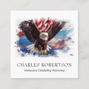 *~* American USA Flag Eagle Flying Sunset AP16 Square Business Card