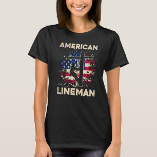 American Usa Flag Electric Cable Patriotic Linema T-Shirt