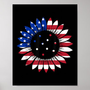American Usa Flag Flower Memorial Day Veteran Grap Poster
