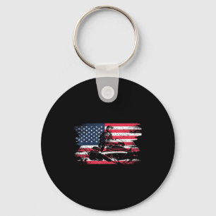 American Usa Flag Jet Ski For Women Kids Men Key Ring