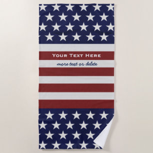 American USA Flag July 4th Patriotic Custom Beach Towel
