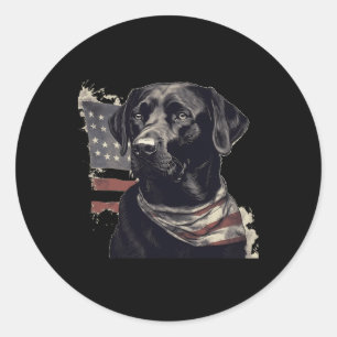 American Usa Flag Lab Owner Black Labrador Retriev Classic Round Sticker