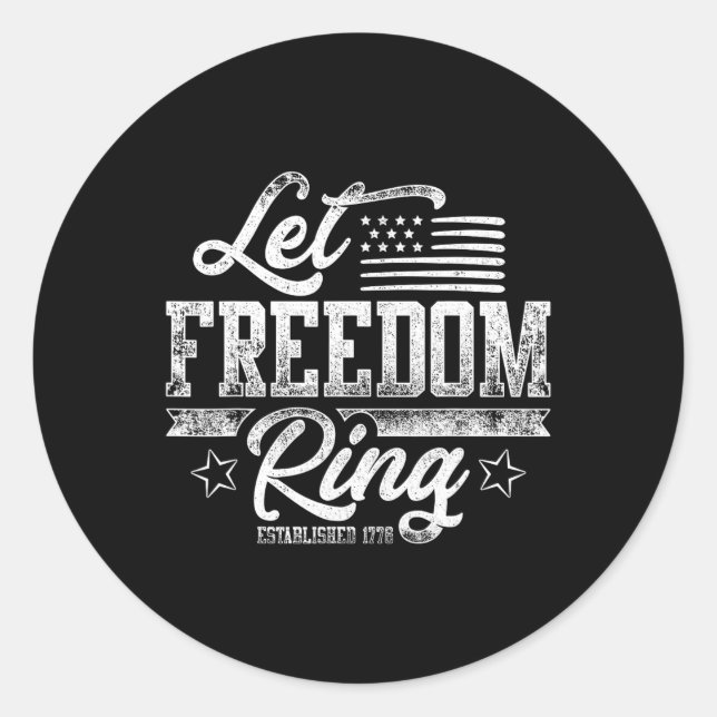 American Usa Flag Let Freedom Ring 4th Of July Ret Classic Round Sticker (Front)