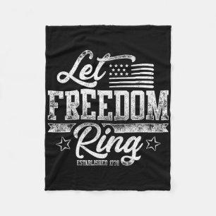 American Usa Flag Let Freedom Ring 4th Of July Ret Fleece Blanket