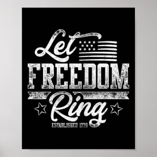 American Usa Flag Let Freedom Ring 4th Of July Ret Poster