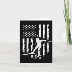 American Usa Flag Nordic Ski Cool Skier Gift Top T Card