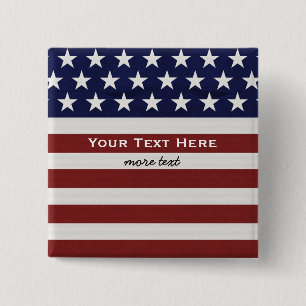 American USA Flag Patriotic July 4th Custom 15 Cm Square Badge