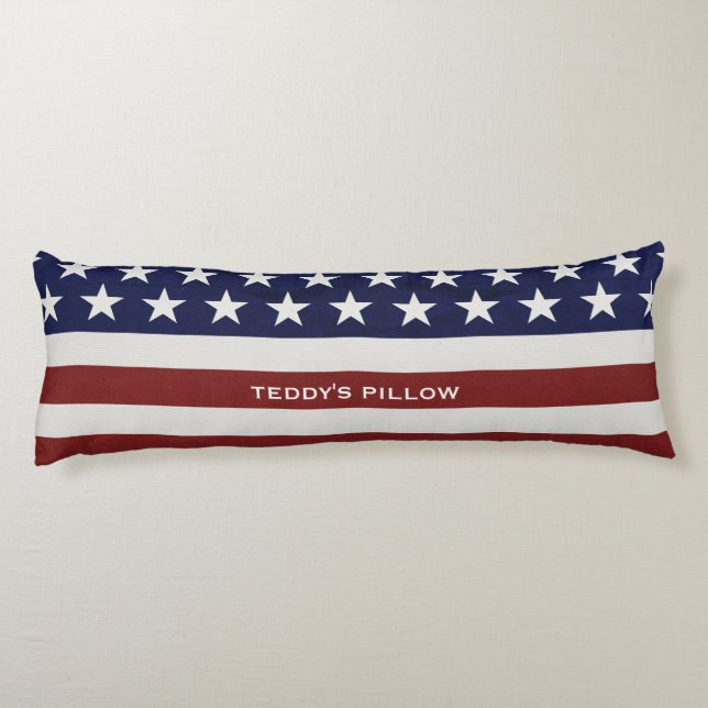 American USA Flag Patriotic July 4th Custom Body Cushion (Back)