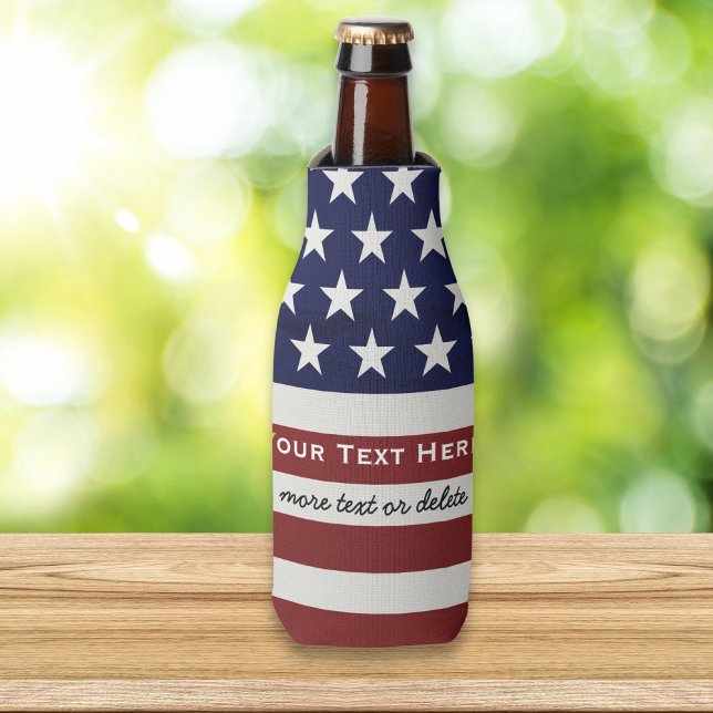 American USA Flag Patriotic July 4th Custom Bottle Cooler (Creator Uploaded)