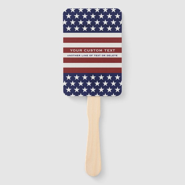 American USA Flag Patriotic July 4th Custom Hand Fan (Front)