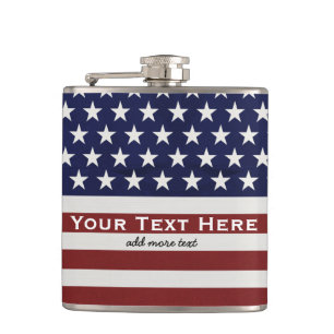 American USA Flag Patriotic July 4th Custom Hip Flask