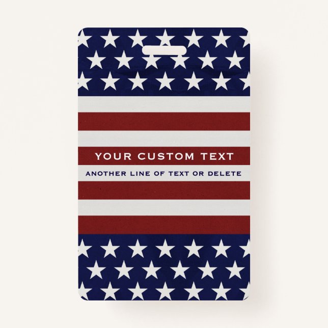 American USA Flag Patriotic July 4th Custom ID Badge (Front)