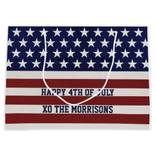 American USA Flag Patriotic July 4th Custom Large Gift Bag