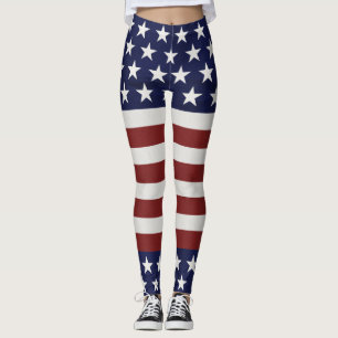 American USA Flag Patriotic July 4th Custom Leggings