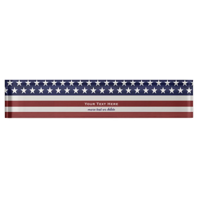 American USA Flag Patriotic July 4th Custom Nameplate (Front)