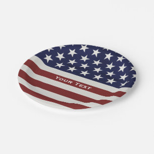American USA Flag Patriotic July 4th Custom Paper Plate