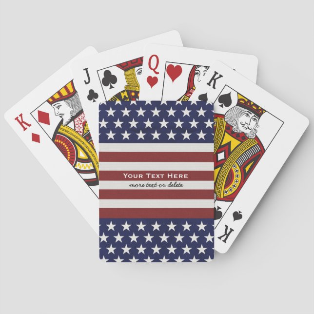 American USA Flag Patriotic July 4th Custom Playing Cards (Back)
