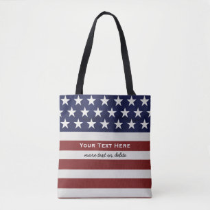American USA Flag Patriotic July 4th Custom Tote Bag