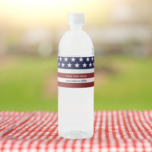 American USA Flag Patriotic July 4th Custom Water Bottle Label (Creator Uploaded)