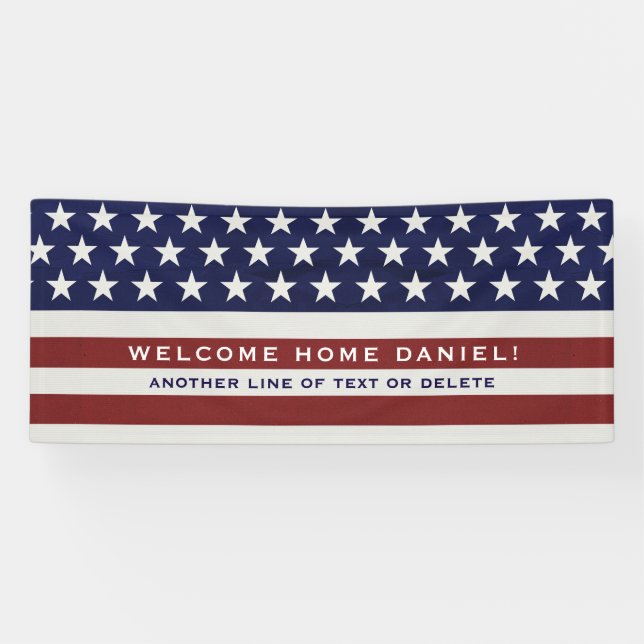American USA Flag Patriotic July 4th Welcome Home Banner (Horizontal)