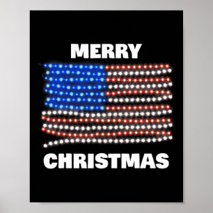American Usa Flag Patriotic Merry Christmas Xmas L Poster