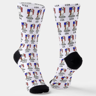 American USA Flag Pit Bull (lt brindle white 3) Socks