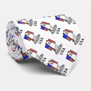 American USA Flag Pit Bull (lt brindle white 3) Tie