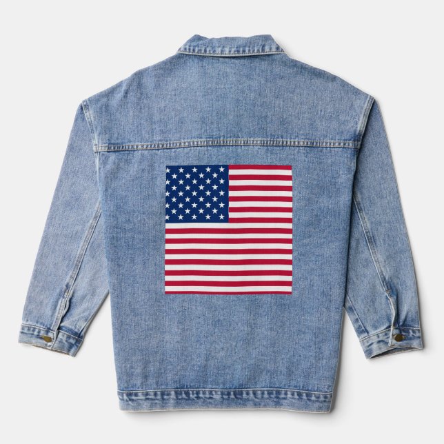 American USA Flag Pride Design Denim Jacket (Back)