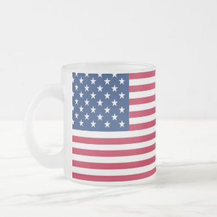 American USA Flag Pride Design Frosted Glass Coffee Mug