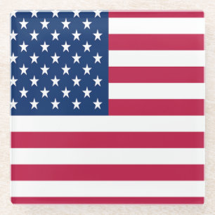 American USA Flag Pride Design Glass Coaster