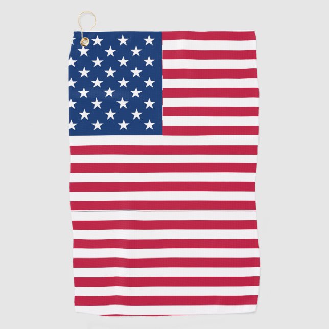 American USA Flag Pride Design Golf Towel (Front)
