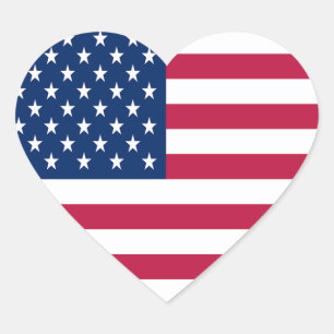 American USA Flag Pride Design Heart Sticker