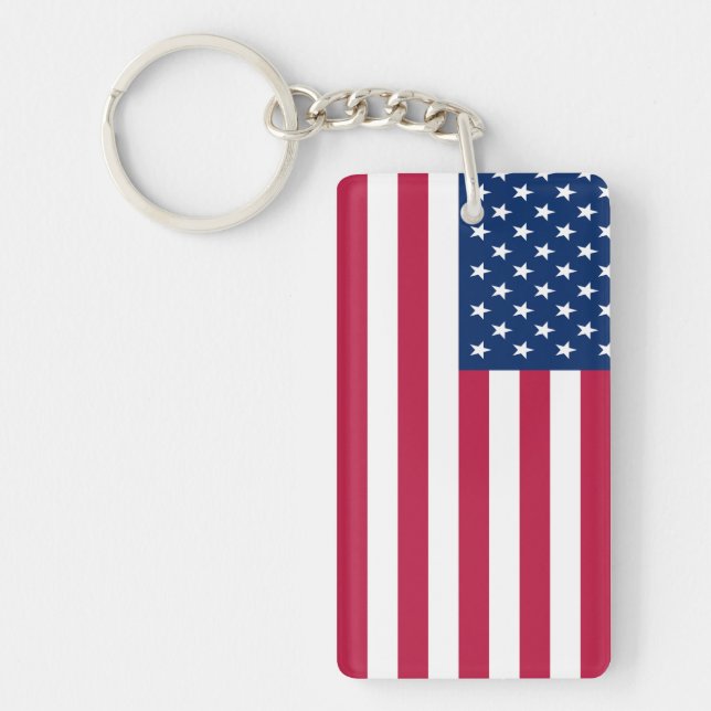 American USA Flag Pride Design Key Ring (Front)