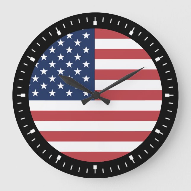 American USA Flag Pride Design Large Clock (Front)
