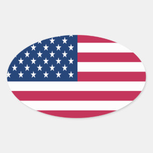 American USA Flag Pride Design Oval Sticker