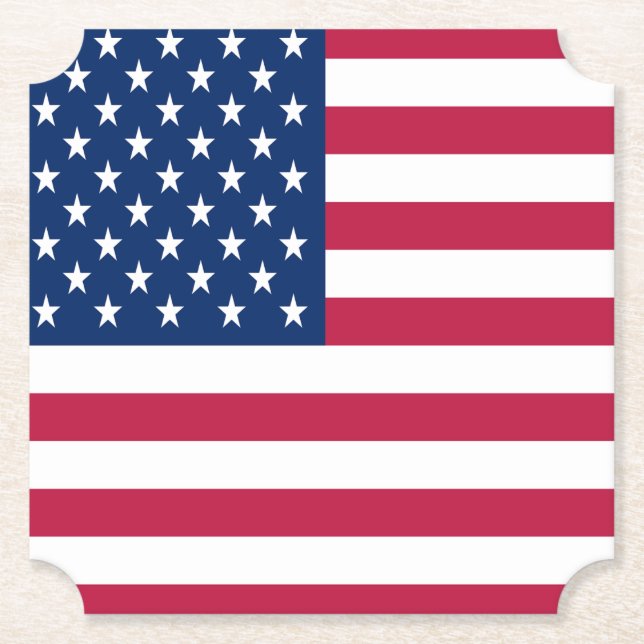 American USA Flag Pride Design Paper Coaster (Front)