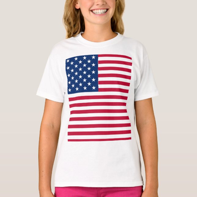 American USA Flag Pride Design T-Shirt (Front)