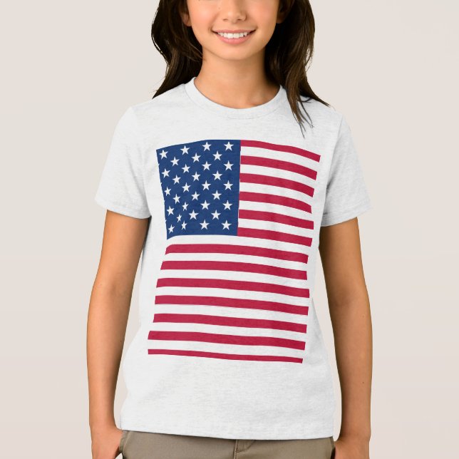American USA Flag Pride Design Tri-Blend Shirt (Front)