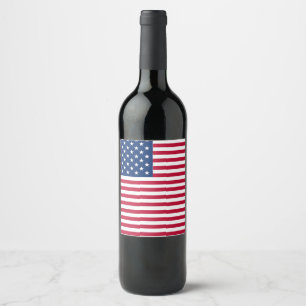 American USA Flag Pride Design Wine Label