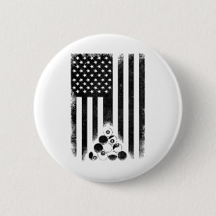 American Usa Flag Rack Pool Billiard Player Billia 6 Cm Round Badge