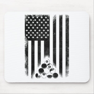 American Usa Flag Rack Pool Billiard Player Billia Mouse Mat