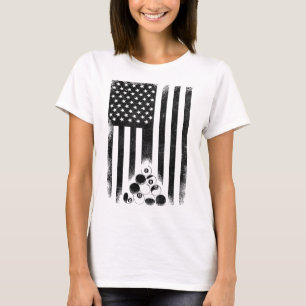 American Usa Flag Rack Pool Billiard Player Billia T-Shirt