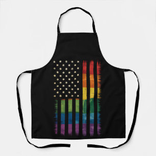 American USA Flag Rainbow Pride Gay Lesbian LGBTQ Apron